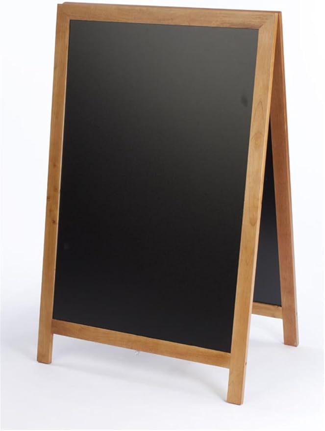 A-Frame Black Board, Double-Sided Menu Chalkboard with 24”w x 36”h Writing Space – Natural Wood Finish
