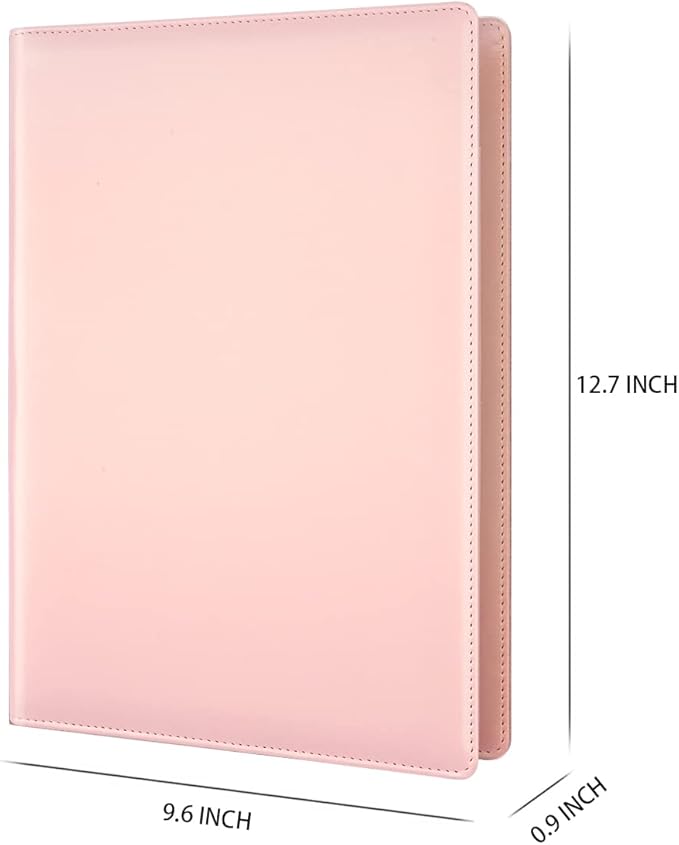 WAVEYU Portfolio Case, Business Portfolio Folder, Cute Padfolio Cover, Conference/Resume/Legal Document Organizer with Letter/A4 Size Clipboard Hardboard, Business Card Holders, Document Sleeve, Pink