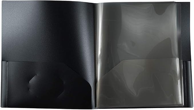 JAM PAPER Heavy Duty Plastic Multi Pocket Folders - 10 Pocket Organizer - Black - Sold Individually