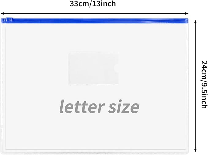 EOOUT 36pcs Plastic Envelopes Poly Zip Envelope Clear Zipper Pouches File Folders, A4, Letter Size, 11 Colors, for School and Office Supplies