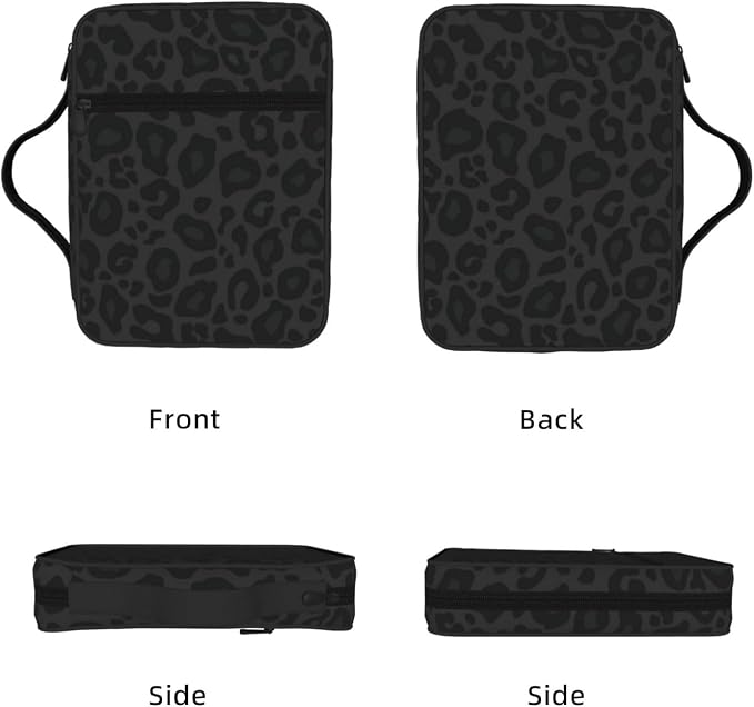 Black Leopard Cheetah Print Animal Skin Print Bible Cover Case Carrying Book Protector Case Bible Study Supplies Accessories Holder Case Christian Gift for Women Men