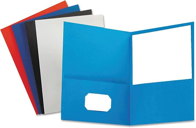 Staples Assorted 2‑Pocket Folders, Letter Size, Durable Paper with Business Card Holder, Eco‑Friendly – 10/Pack