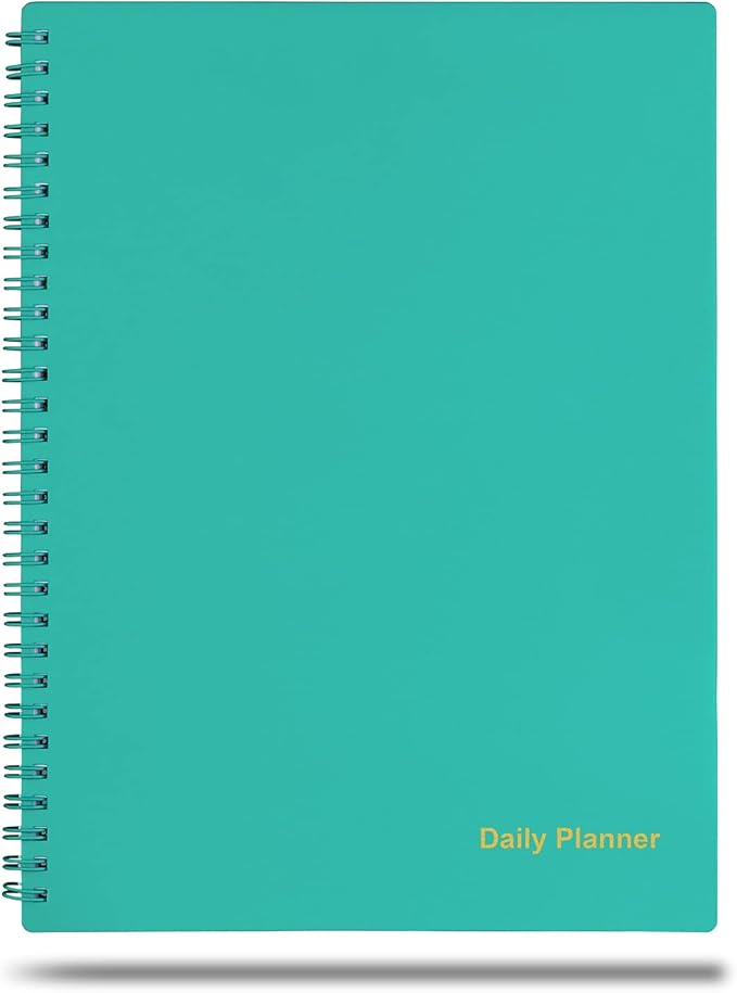 Daily Planner Undated, To Do List Notebook with Hourly Schedule, Time Management Manual and Planner, Personal Organizers, 5.2"x7.5", 75 Sheets/150 Pages, Green