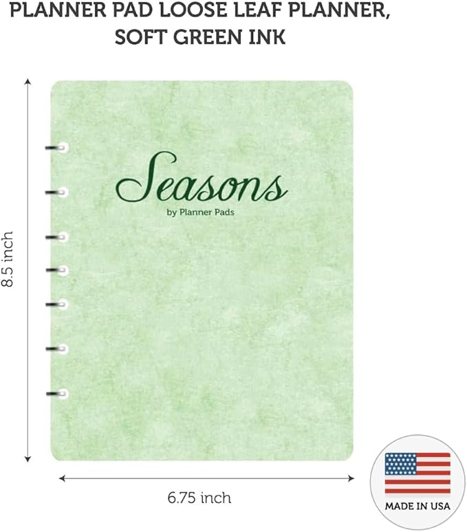 Planner Pad 7 Hole Loose Leaf 3-Tier Funnel Down 12 Month Medium Size Organizer, July 2026 – June 2027 / Academic Year, Seasonal Color Ink, 6 3/4" x 8 1/2"