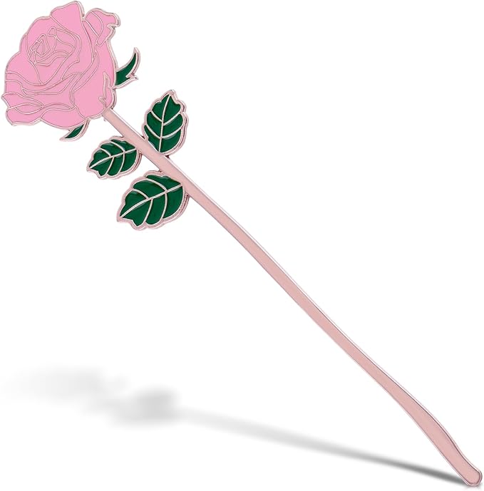 simarro Metal Rose Bookmark, Flower Book Page Holder for Reading Lovers, Cute Bookmarks Gift for Teacher Appreciation Gifts Valentine Mother's Day Thanksgiving Gift for Women Girls(Pink)