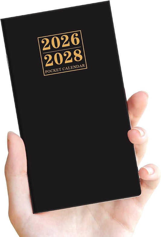 2026-2027 Pocket Calendar for Purse – Mini Monthly Planner from July 2026 to June 2028, 2 Year Monthly Calendar for Organizing & Planning, 3.5" x 6.5", Black