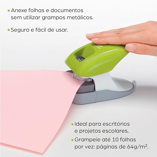 Plus Corporation Japan Sheets Staple Free Stapler Paper Schreibtischmodell Clinch 10 Pages, Blue (SL-112A-EU BL)