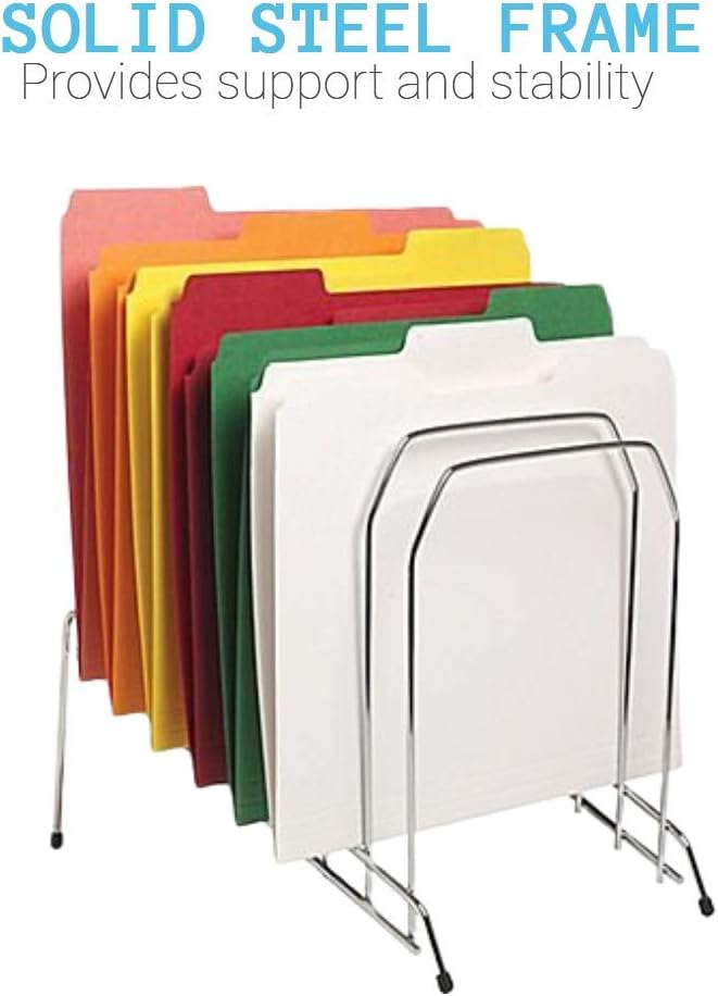 1InTheOffice Metal Incline Desk File Sorter, File Sorter, File Sorter for Desk, File Sorter Organizer. 8-Compartments, Chrome