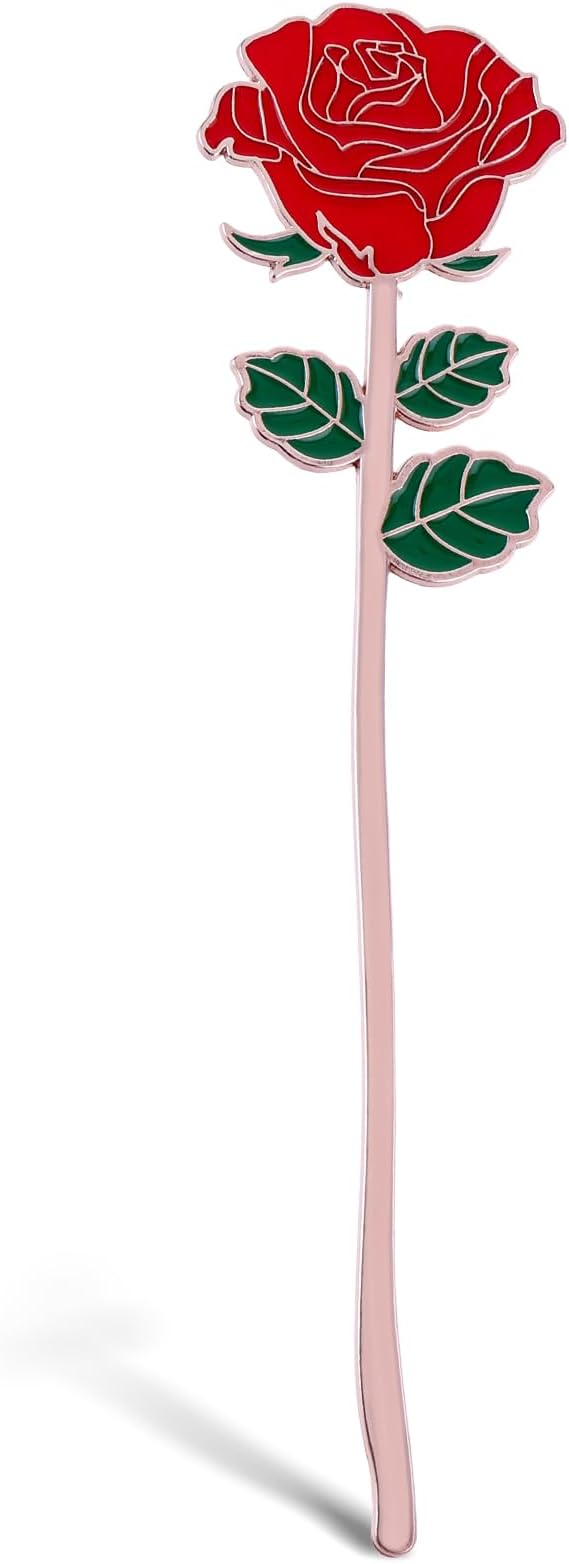 simarro Metal Rose Bookmark, Flower Book Page Holder for Reading Lovers, Cute Bookmarks Gift for Teacher Appreciation Gifts Valentine Mother's Day Thanksgiving Gift for Women Girls(Red)