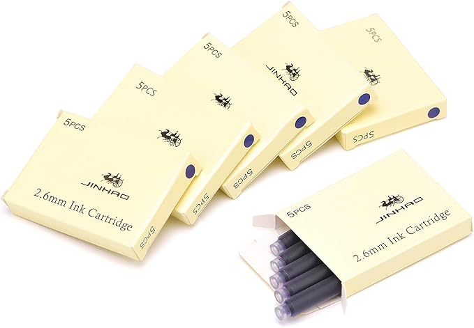 Jinhao Fountain Pen Refill Ink Cartridges, Violet Color, Set of 30 PCS, International Standard Size Disposable and Generic Ink Refill Cartridges