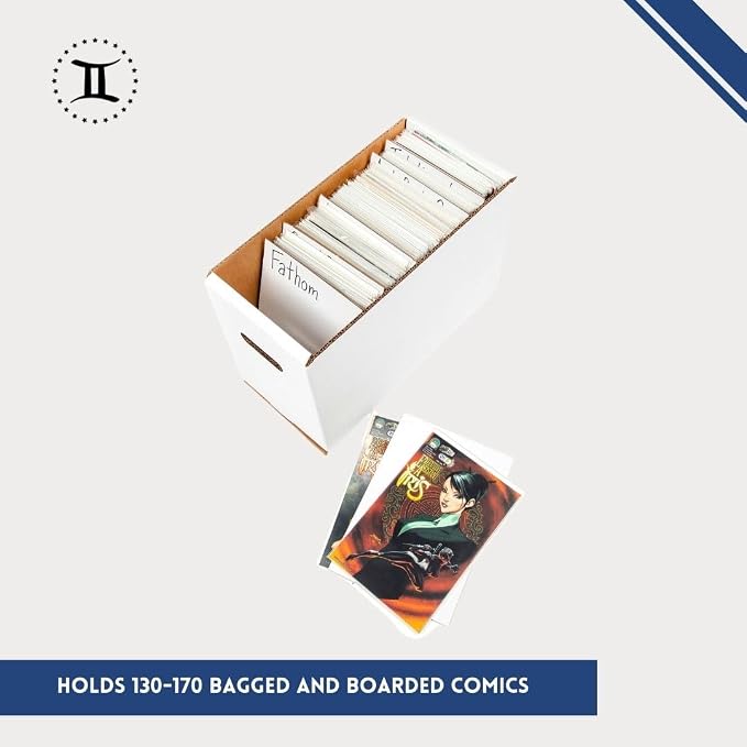 Thick-Grip Comic Book Storage Box — USA-Made, Holds 130-170 Comics, 250 LBs Strength Tested, No Glued Seams & Acid-free — Versatile Gemini Comic Book Box/Bin (1 Box with Lid)