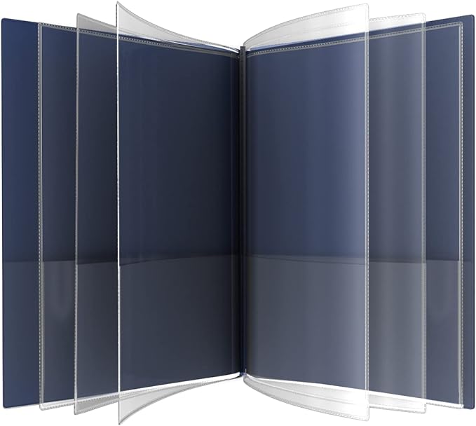 Nicky's® Multi Pocket Organizer, 10 or 14 Page Folder, Waterproof, Patented Tear-Resistant, Flexible Plastic, Proudly Made in USA, Binder Substitute. (14-in-1 Navy Blue)