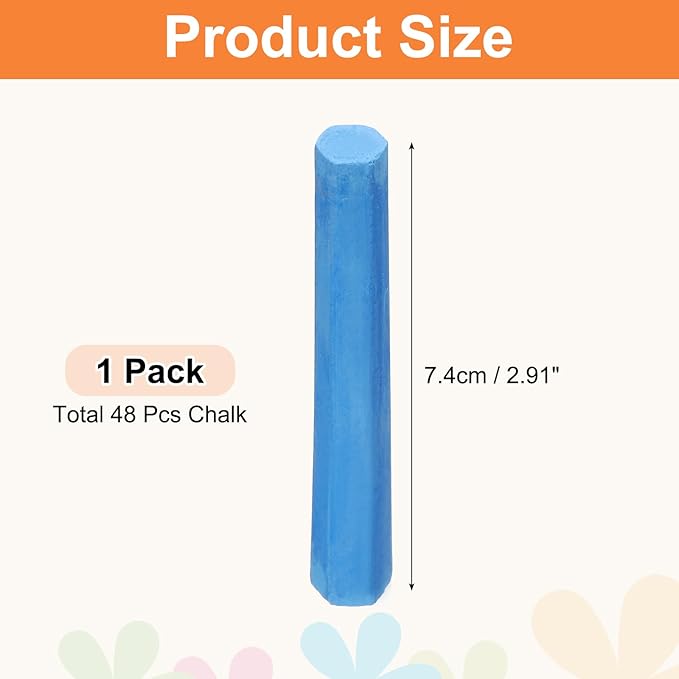 PATIKIL 48 PCS Chalkboard Chalk, Dustless Chalk Small Bulk Colored Thin for Chalkboard Blackboard Teacher Classroom Adults Indoor Home Office Supplies, Blue