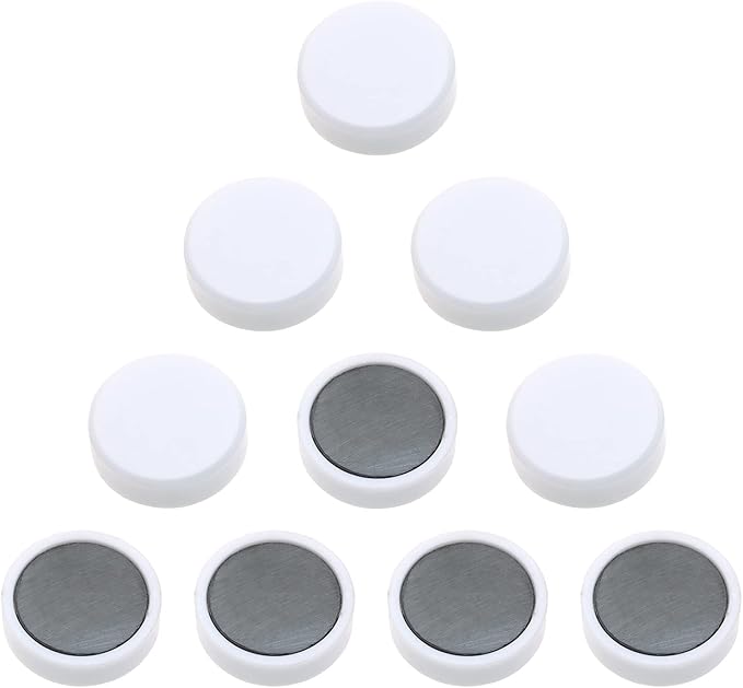 Tupalizy 10PCS Small Fridge Magnet Round Locker Magnets for Whiteboard Pictures Photos Hanging Refrigerator Dry Erase Board School Teacher Adult Crafts Office Classroom Home Kitchen Use, White, 3cm