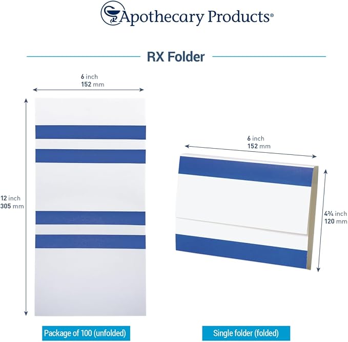 Apothecary Products Heavyweight Extra-Long Double Folder, Extended Document File Organizer, Durable Office and Medical Filing Storage, Color-Coded Record Management, Blue, 100 Count