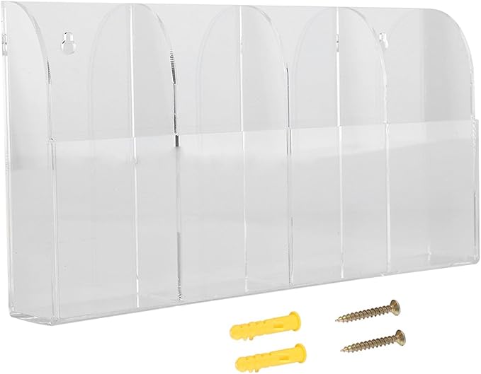 4 Case Remote Control Holder, Wall Mount Pen Holder Remote Caddy Organizer, Transparent Acrylic Storage Box for Home Office School Supply Orgaizer