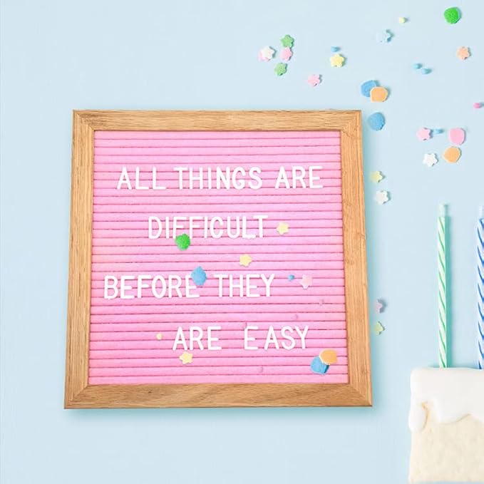 10 x 10 inch Felt Board Felt Letter Board Sign, Message Board Word Board Letter Boards Sign Bulletin Board Letters, Pregnancy Announcements Baby Announcement Sign (Pink)