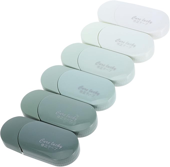 ULTECHNOVO 6pcs Correction Tape Set Gradient Green Adhesive Tape Roller Large Capacity for School and Office Supplies Student Craft and Writing Use
