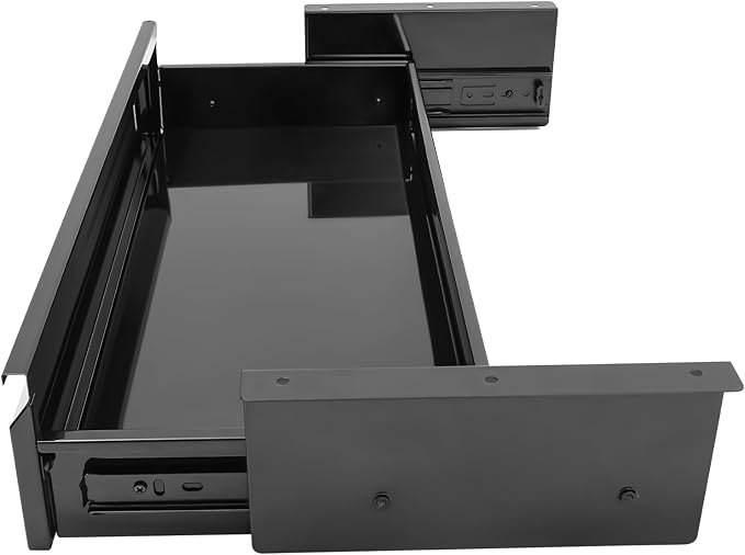 22 Inches Under Desk Mounted Sliding Pull-out Drawer Storage Drawer for Sit Stand Workstation Office Desk(Applicable Table Thickness: 0.79in) Black
