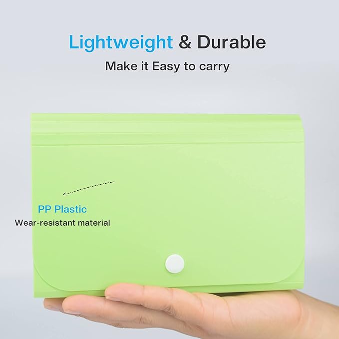Receipt Organizer, Coupon Organizer, Folder Organizer Mini Organizer Wallet for Coupons, Receipts, Cash, Tax Item or Changes,7x4.5 in 13 Pockets with Tabs Check Case(Green)