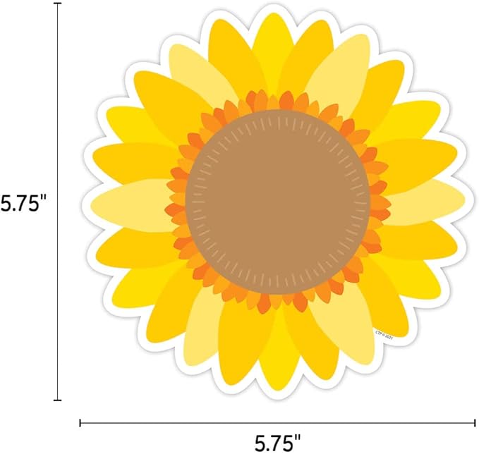 CTP Sunflower 6" Cut-Outs Learning Décor Accents for Spring & Floral Classroom Theme (Creative Teaching Press 10594)