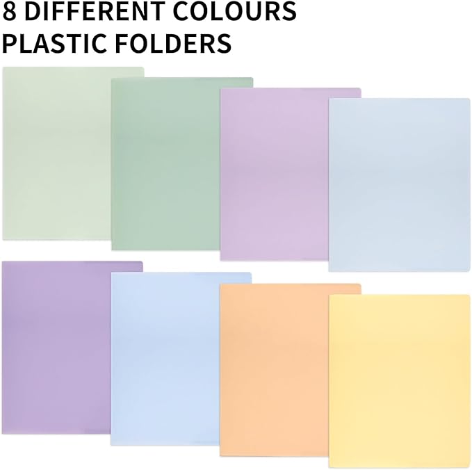 EOOUT 32pcs Plastic Folders with Pockets, Heavy Duty Pocket File Folders, 2 Pocket Folders with 2 Business Card Holder, 8 Colors, Letter Size, A4 Size, for Office School Filing Supplies
