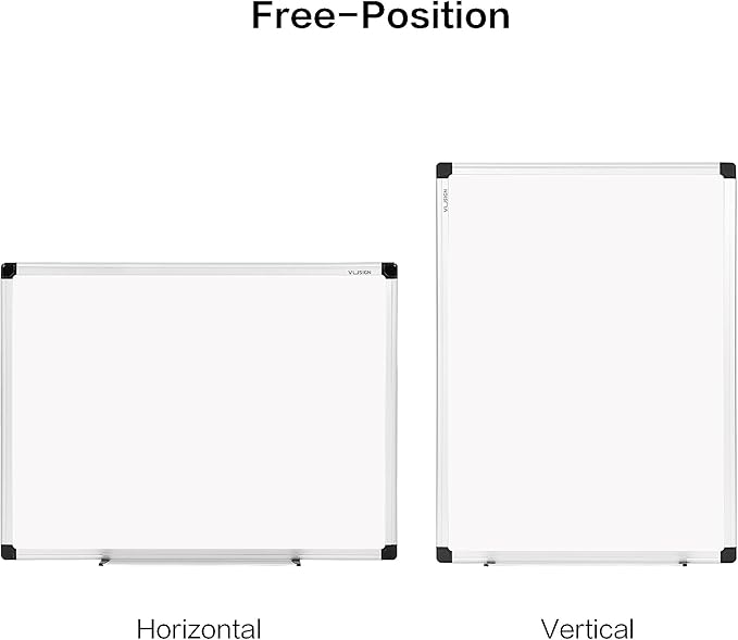 VUSIGN Magnetic White Board 18" x 12" with 1 Dry-Erase Eraser, 2 Multicolor Marker, 4 Magnetic Pins, Sliver Reinforced Aluminum Frame for Office, Home, School