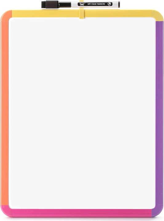 Mr. Pen- Dry Erase Board, 14” x 11” with a Black Dry Erase Marker, Colorful Frame, Small Mini White Board for Students, Fridge, Wall, Locker, Includes Double Sided Tapes