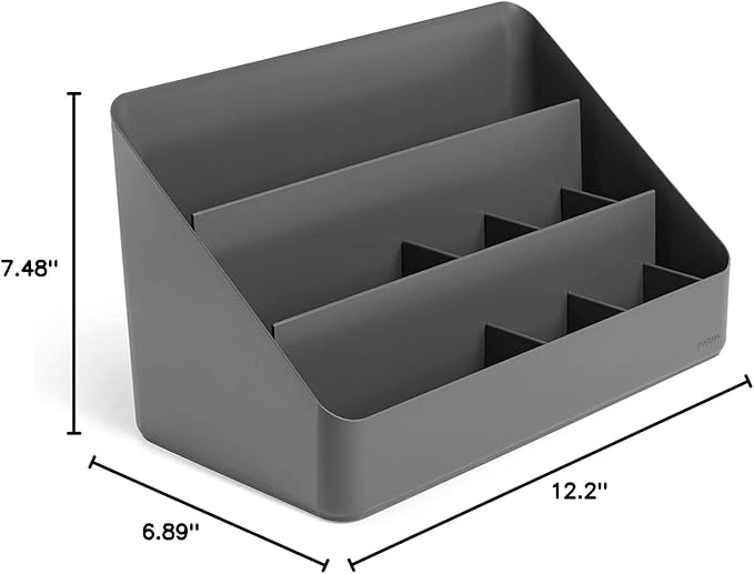 Poppin Desk Organizer with 3 Tiers, Sliding & Removable Dividers, Charging Station - All-in-One Workspace Organizer for Office Supplies, Desktop Organizer