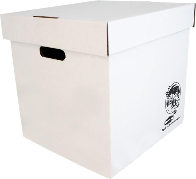 Durable 12 inch Vinyl Record Storage Box - Heavy-Duty Cardboard Construction with Removable Lid - Holds Up to 90 Records Each - Built Tough for Long-Term, Secure Archival Storage - #12BC13