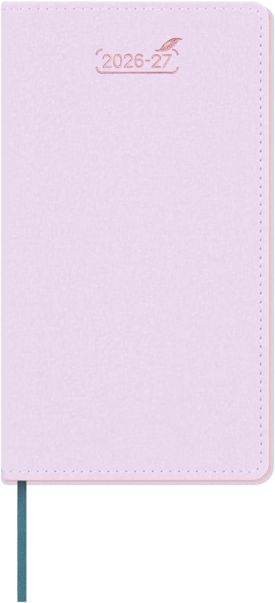 BEZEND Pocket Monthly Planner 2026 2027 Extra Thin & Light (Slim 3.5" x 6.5"), 18-Month Academic Mini Calendar (Jul 26 - Dec 27), Ideal for Students & Professionals, PU Leather Softcover - Lilac