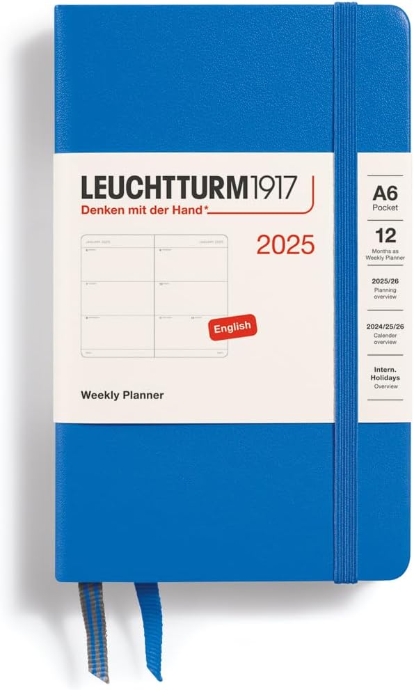 LEUCHTTURM1917 - Weekly Planner 2025, Hardcover, Pocket (A6), Sky (Jan 1 - Dec 31, 2025)