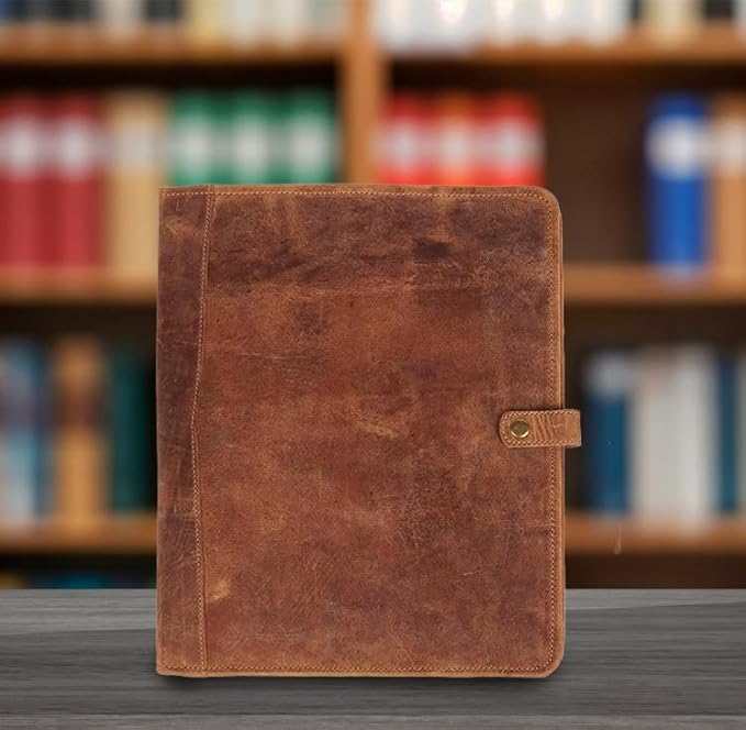 PIDAVLIYA'S Leather Portfolio, Leather Binder with Pen, Leather Portfolio for Men and Women, Leather Padfolio, Leather Folder, Portfolio Binder, Business Portfolio Men and Women (Antique Brown)