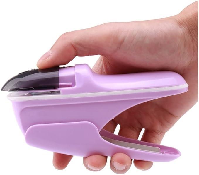 Desk Stapler Stapleless Stapler Handheld Stapler Durable Office Mini Stapler Office Supplies Portable Needleless Stapler Purple School Supplies (Color : A)