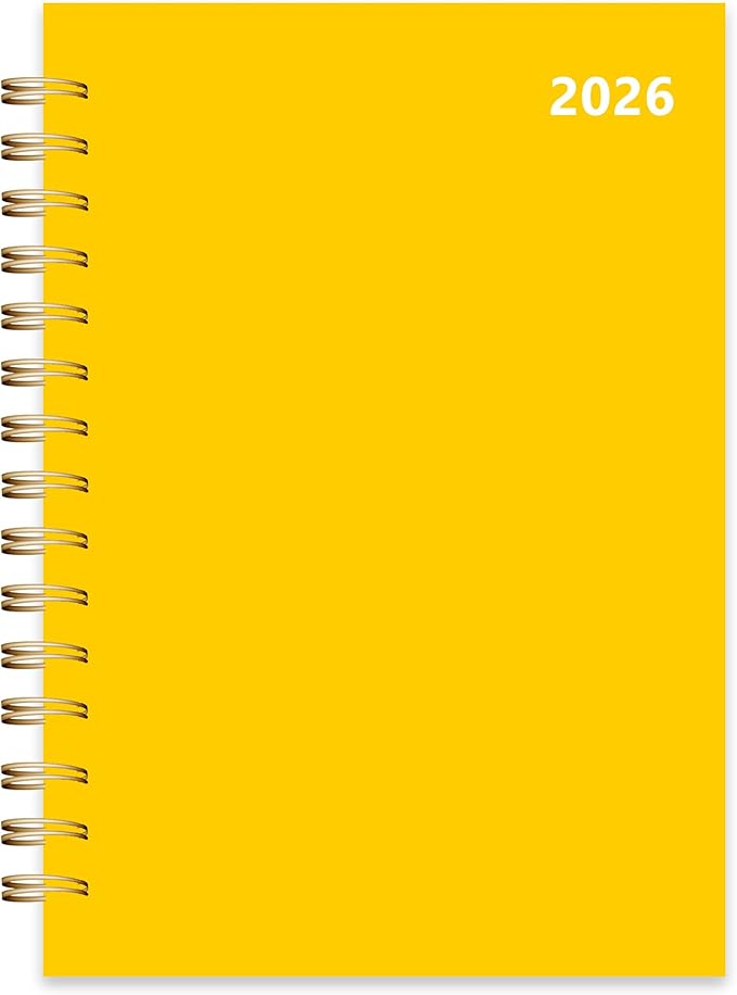 2026 Weekly and Monthly Planner, From January 2026 to December 2026, 5.5" x 8.5" Daily Planner for Productivity, Goal Setting & Time Management, Organizer for Work & School - Yellow Hard Cover