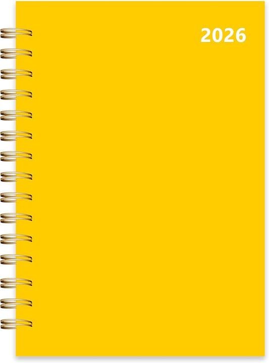 2026 Weekly and Monthly Planner, From January 2026 to December 2026, 5.5" x 8.5" Daily Planner for Productivity, Goal Setting & Time Management, Organizer for Work & School - Yellow Hard Cover