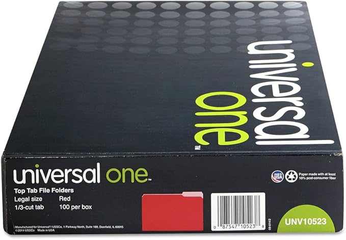 Universal One Bright Top Tab Classification Folder, Red/Light Red (10523)