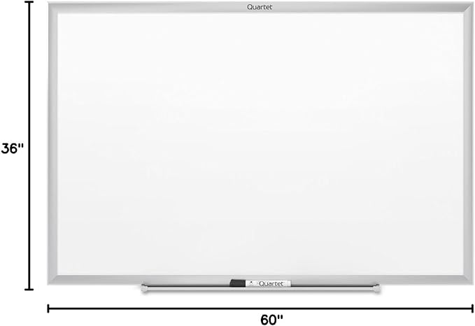 Quartet Dry Erase White Board 60"W x 36"H Magnetic Whiteboard, Nano-Clean, Silver Aluminum Frame (SM535)