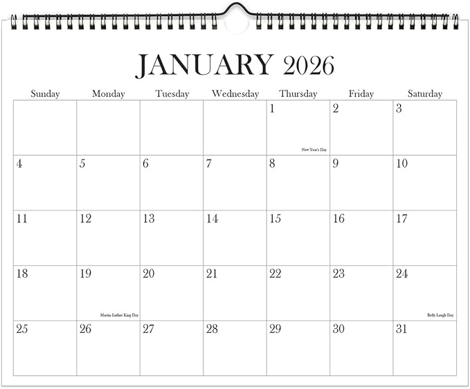 Calendar 2026-2027 - Wall Calendar from January 2026 to June 2027, 2026 Wall Hanging Calendar Planner with Thick Paper, 12" x 14.5", Black