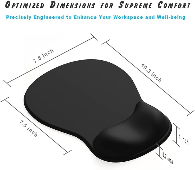 ErgoComfort Gel Wrist Rest Mouse Pad-Ergonomic Office Mousepad with Wrist Support-Non-Slip, Design Desk Accessories Mat for Home&Game Decor (08Black Marble)