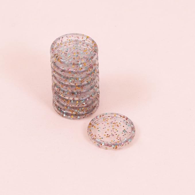 Craftelier - Plastic Glitter Disc S-Rings for Scrapbooking Binding for Planners, Agendas, Notebooks or Albums | Pack of 9 pcs 25 mm Diameter - Gold, Turquoise and Pink Colour