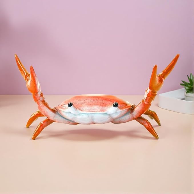 Crab Pen Holder Sturdy Desk Crab Pen Holder for Pencils Lipsticks Eyebrow Pencils Office Desk Accessories for Home Office School desk organizer Cute Multifunctional crab pencil holder Gift (Red)