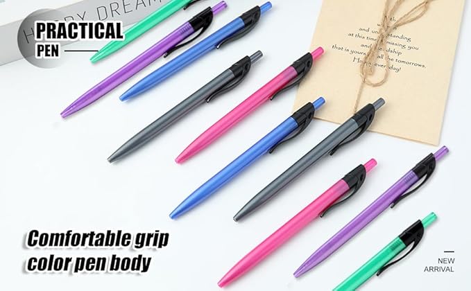Yuxingrong Retractable Black Ballpoint Pen for Smooth Writing 1.0mm Medium Pack of 50 Black Ink Pen, Click Black Pens Bulk with Comfort Grip, Idea for Journaling, Planner, Note Taking