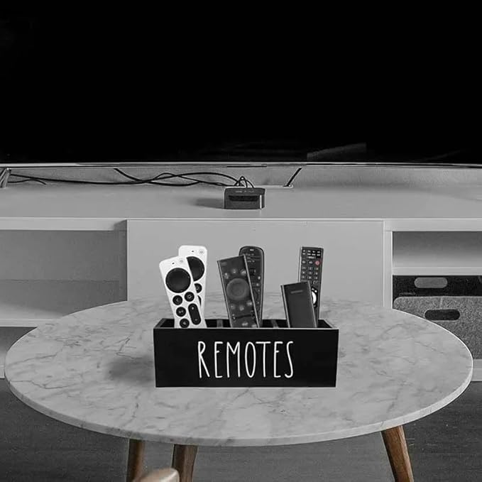 Multifunctional Wooden Remote Control Table Organizer - Living Room Storage Box for Remotes, Pens, Makeup Brushes, Office Desk Supplies and More - Declutter Your Home