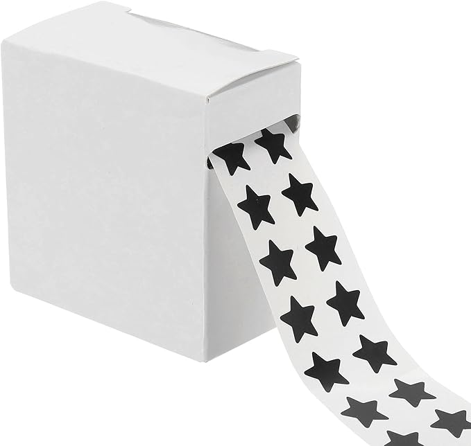 PATIKIL Star Stickers Roll 3/8", 1000 Pcs Self-Adhesive Reward Stickers for Classroom Teacher Supplies and DIY Craft, Black