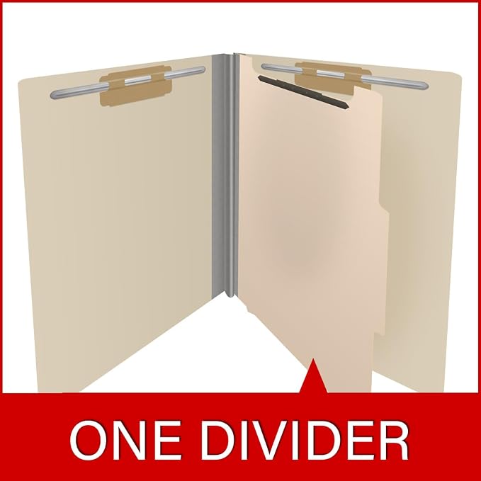 18 Pt. Manila Classification Folders, Full Cut End Tab, Letter Size, 1 Divider (Box of 10)