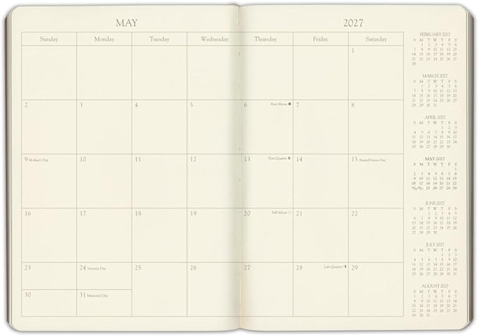Gallery Leather Desk Monthly Planner 2027, Elegantly Bound Calendar Planner and Notebook with Stylish Gold-Gilded Page Edges, 18 Months - Acadia Tan - 8x5.5"