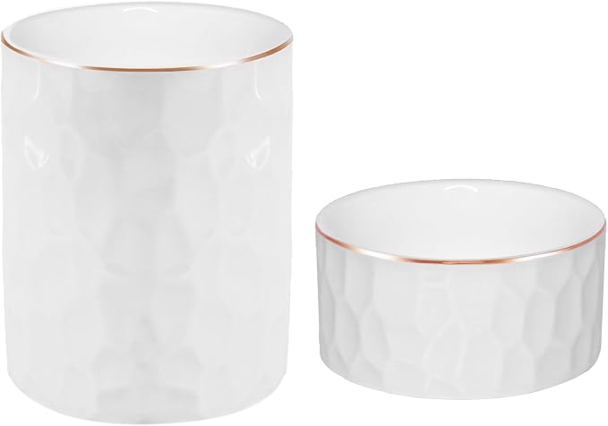 Aesthetic Desk Accessories Set of 2 For Your Office Desk Decor - Sturdy Concrete Desktop Accessories For Women or Men Enhance Any Office Decor - Set incl. Ceramic Pen Holder and Paper Clip Holder