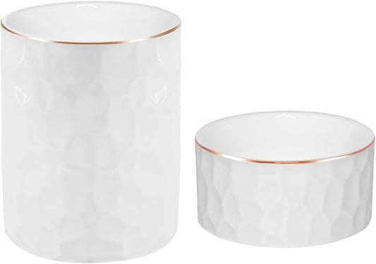 Aesthetic Desk Accessories Set of 2 For Your Office Desk Decor - Sturdy Concrete Desktop Accessories For Women or Men Enhance Any Office Decor - Set incl. Ceramic Pen Holder and Paper Clip Holder