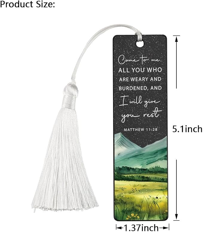 Christian Rest - Giving Bookmark, Comforting Gift for Believers, Uplifting Present for Weary Readers, Faith - Based Reading Gift, Unique Mountain & Scripture Design Bookmark, WCB48